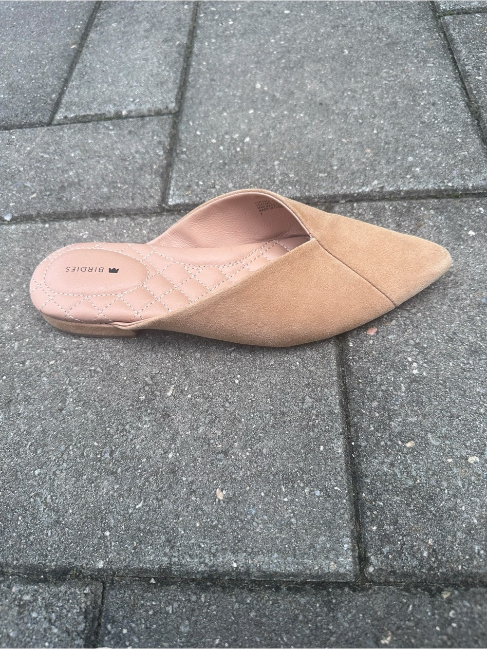 Birdies The Swan Pointed Toe Slip On Mules Golden Oak Suede Size: 7 Shoes Flats - Picture 13 of 17